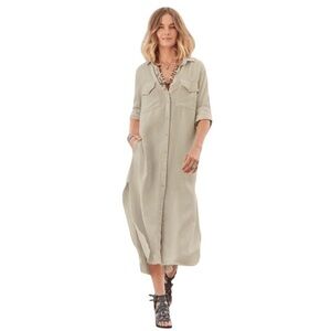 Cloth & Stone Anthropologie Shirt Dress Maxi Taupe Medium